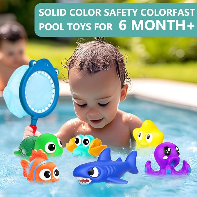 No Hole Mold Free Baby Bath Toys for Kids Ages 1-3,Water Toys for Babies and Toddlers,Ocean Animal Bath Toys for Bathtub,Shower,Beach, Pool,Water Table,Boys Girls Gifts with Storage Bag