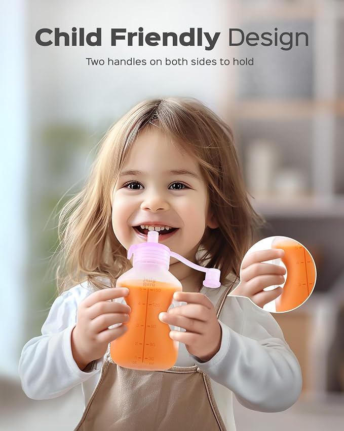 Silicone Reusable Baby Food Pouches with Straws, 2 Pack Leakproof Refillable Squeeze Pouches, Dishwasher, Freezer, Microwave Safe, 5OZ Baby Food Storage for Homemade Puree, Yogurt