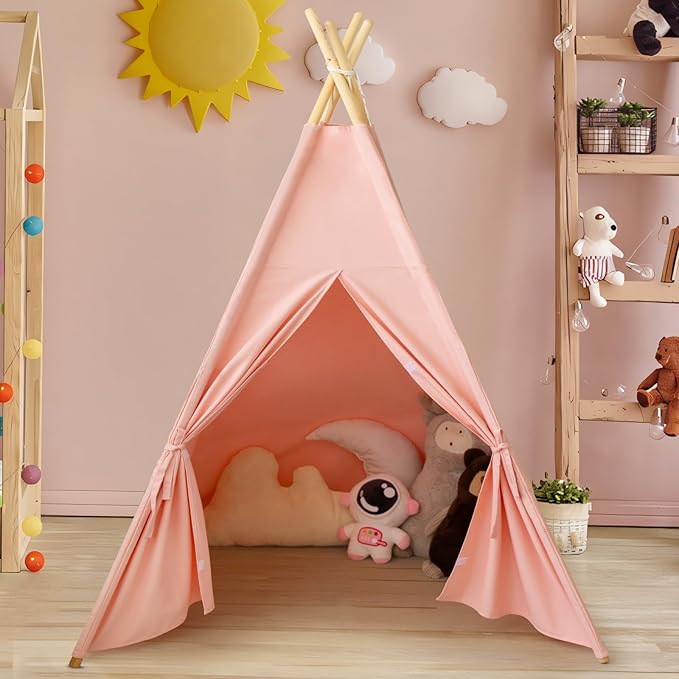 Teepee Tent for Kids-Portable Children Play Tent Indoor Outdoor (Pink)