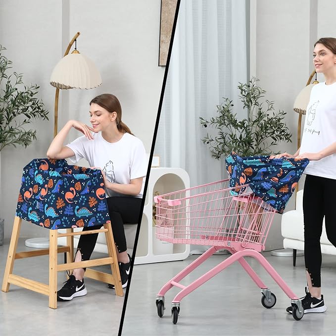 Car Seat Covers for Babies - Multi-use Carseat Canopy Cover Breastfeeding Covers, Stroller Canopy Cover (Navy Dinosaur)