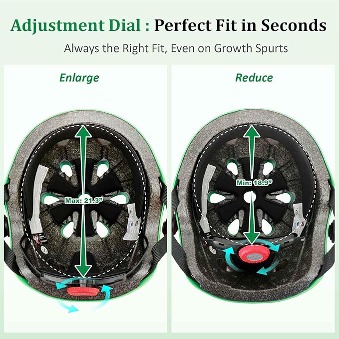 KAMUGO Kids Adjustable Helmet, with Sports Protective Gear Set Knee Elbow Wrist Pads for Toddler Age 2-8 Boys Girls, Bike Skateboard Hoverboard Scooter Rollerblading Helmet Set