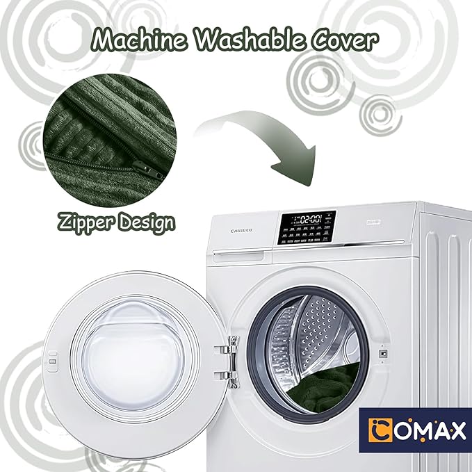 COMAX Kids Bean Bag Chair Turn into Beanbag Bed, Toddler Bean Chair Corduroy for Girl Boy Sleeping, Lazy Children Bean Bags with Filler, Convertible Child Floor Mattress, Dark Green