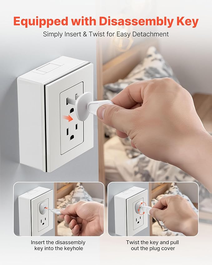 VEVOR Outlet Covers, 70 Pack, Plug Covers for Electrical Outlets, Secure Electric Socket Protector Caps with Shock Prevention, Easy Installation, Insulated ABS, for Home Wall Power Sockets, White