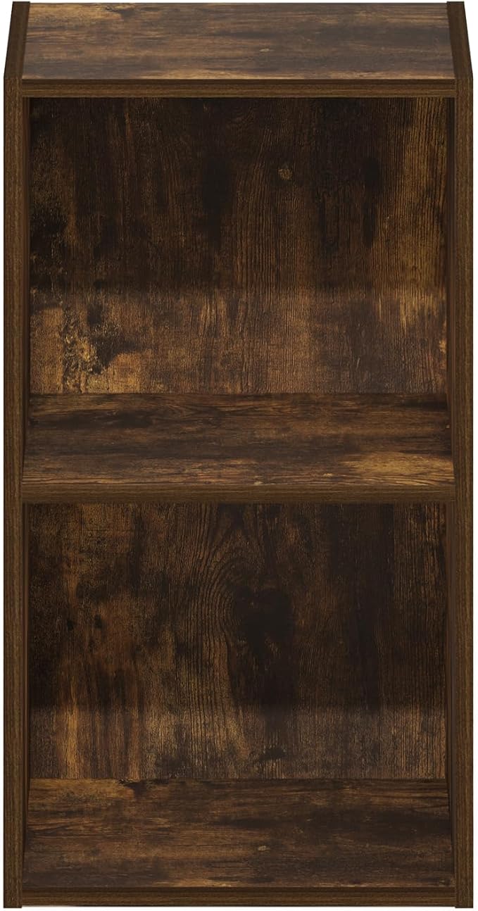 Furinno Pasir 2-Tier Open Shelf Bookcase, Bookshelf, Amber Pine