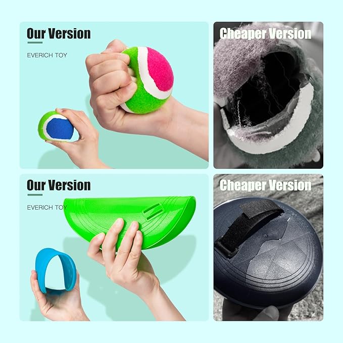 EVERICH Upgraded Toss and Catch Ball Game Set - Indoor and Outdoor Games for Kids 3-12, Beach Sand Pool Water Toy Includes 4 Paddles 4 Sticky Balls, Great Birthday Easter Gifts for Boys Girls