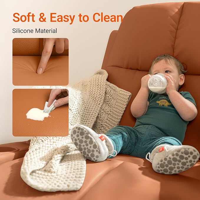 Rocking Chair Nursery with Adjustable Armrests, Electric Glider Recliner Nursing Chair for Breastfeeding, Power Swivel Recliner Chairs with USB Port and Storage, FSC Certified (Mocha)