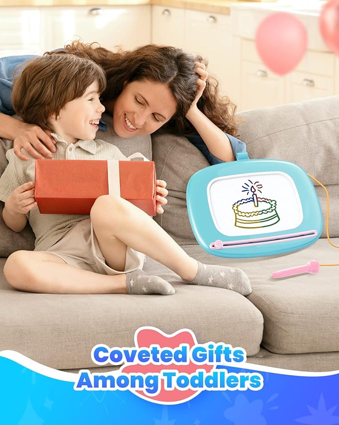 Magnetic Drawing Board, Toddler Girl Toy for 1-2 Year Old, Doodle Board Pad Learning and Educational Kids Toy for 1 2 3 Year Old Baby Girl Birthday - Mint Blue