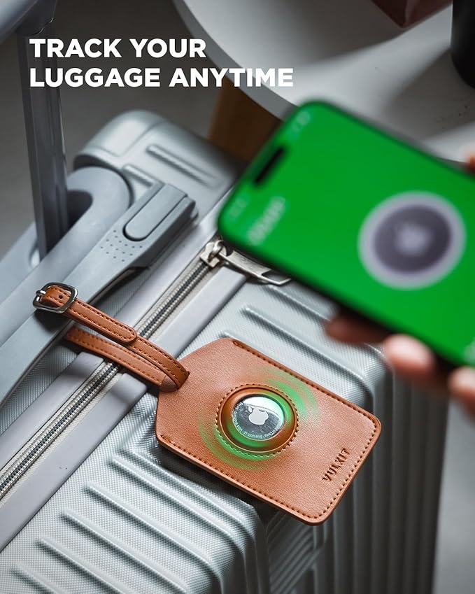 VULKIT Airtag Passport Holder for Travel, RFID Blocking Travel Wallet, Passport Cover for Family with Luggage Tag & Wrist Strap, Holds ID Card, 6+ Cards, Tickets, Cash, Coin, Brown, Family 4 persons