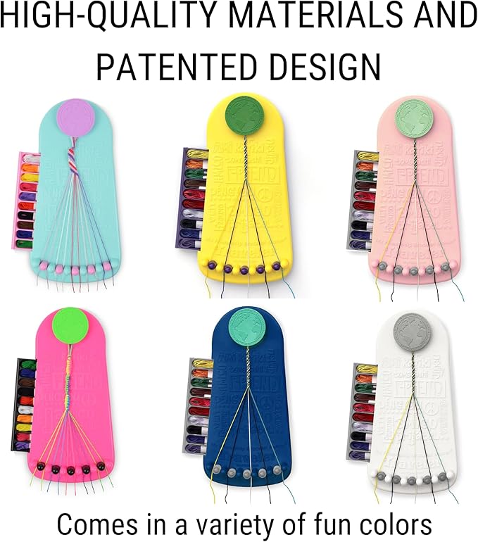 Choose Friendship Bracelet Making Kit – 20 Pre-Cut Threads, Portable Loom with Storage, Makes 8 Bracelets, Craft Gift for Kids Ages 8+, Yellow “Pineapple”