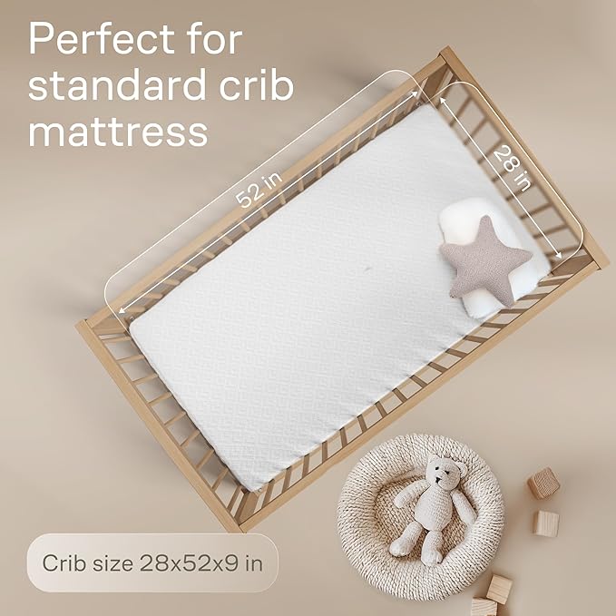 Niagara 1 Pack Viscose Made from Bamboo 100% Waterproof Crib Mattress Protector, Soft Breathable Crib Mattress Protector with Deep Pocket, Crib Mattress Pad for Toddler and Baby (52x28, White)