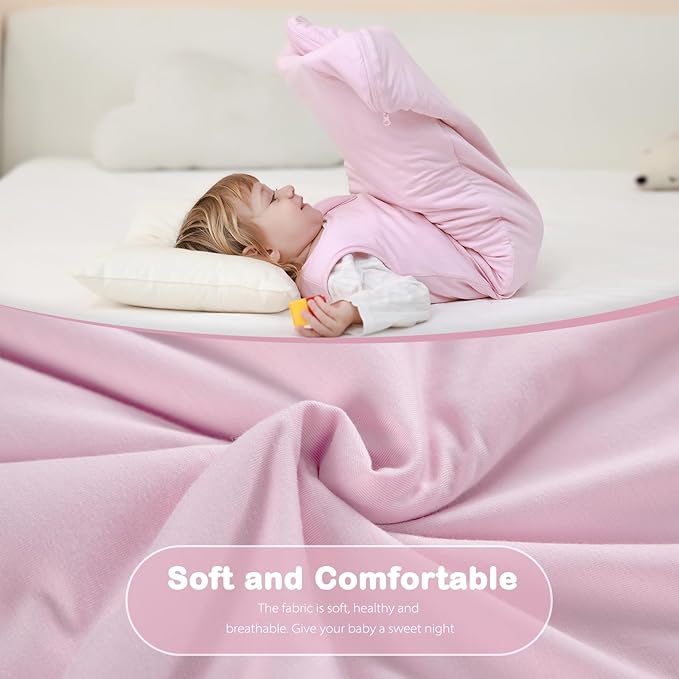 Mosebears Unisex Baby Sleep Sack 1.0 TOG, Supersoft Rayon Made from Bamboo Wearable Blanket with 2-Way Zipper (Blush,18-36 Months)