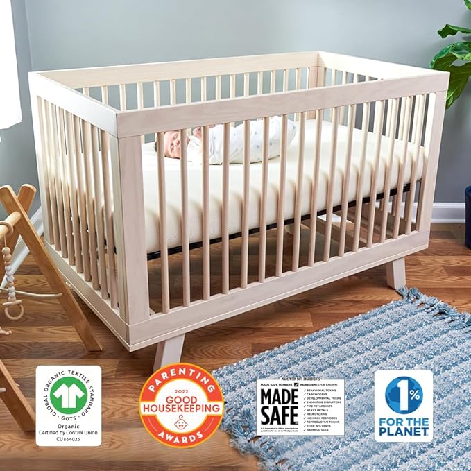 Naturepedic Organic Crib Mattress - 2-Stage 144 Coil Infant & Toddler Mattress with Protector Pad - Waterproof, Breathable & Non-Toxic for Baby and Toddler Bed