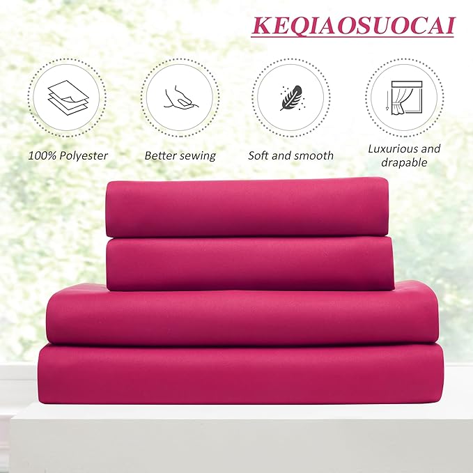KEQIAOSUOCAI Raspberry Fushia Pink Curtains 102 Inches Long Pinch Pleated with Hooks,Room Darkening Sound Reducing Drapes Light Blinds for Bedroom Living Room(Magenta Hot Pink, 2 Panels, W40 x L102)