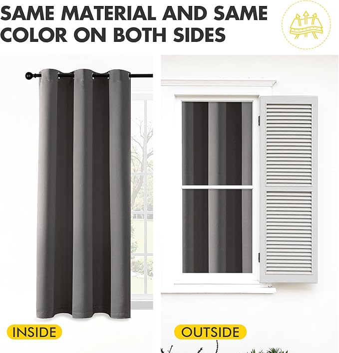 MIULEE Short Curtains for Windows - Grey Blackout Half Window Curtains Thermal Insulated Privacy Drapes for Kitchen Bedroom Bathroom Grommet Top Small Basement Tiers W40 x L36 Inch 2 Panels
