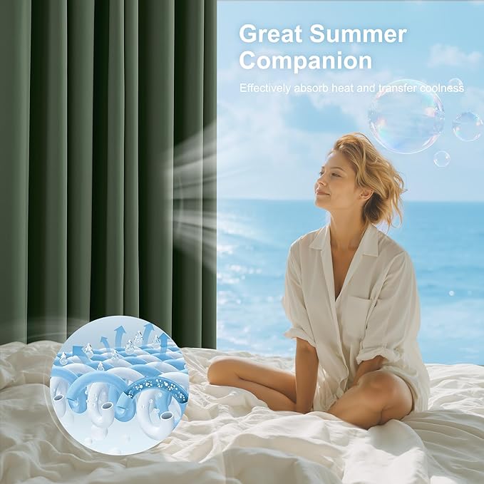 NICETOWN 100% Blackout Greyish Green Curtains 84 inches Long 2 Panels Set for Bedroom, Thermal Insulated Grommet Drapes, Room Darkening Curtain for Living Room(W52 x L84 Inch)