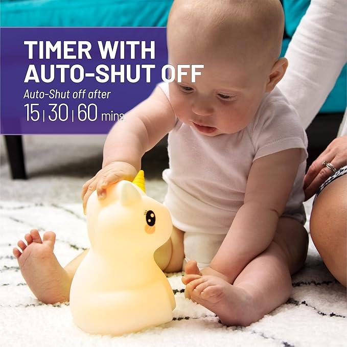 Lumipets Remote Control Silicone Night Light for Kids - Unicorn Design with 9 Soft Colors & Sleep Timer - Rechargeable, Battery-Operated Lamp for Bedroom | Baby Nursery, Toddler, Girls, Boys