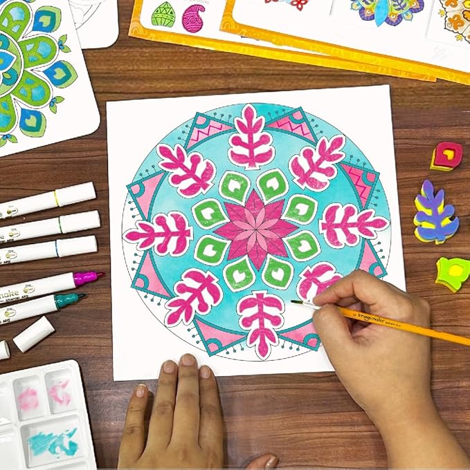Imagimake Mandala Art Kit | Watercolor Paint Set | 12 Exciting Mandala Projects in Arts and Crafts for Kids Ages 8-12-14-16 | Craft Kits for Adults & Kids | 8 Year Old Girl Birthday Gifts