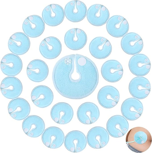 Tondiamo 28 Packs Soft g Tube Pads Holder Abdominal Feeding g Tube Button Cotton Pads Covers for Nursing Care(Light Blue)