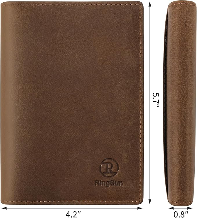 Ringsun Leather Passport Cover for Men Women, RFID Passport Wallet Case Travel Passport Holder for Family