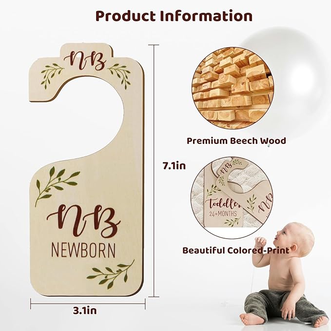 Wooden Baby Closet Dividers for Baby Clothes Organizer Baby Closet Organizer Hangers For Nursery Decor Baby Clothes Dividers For Closet Size Hangers (White)