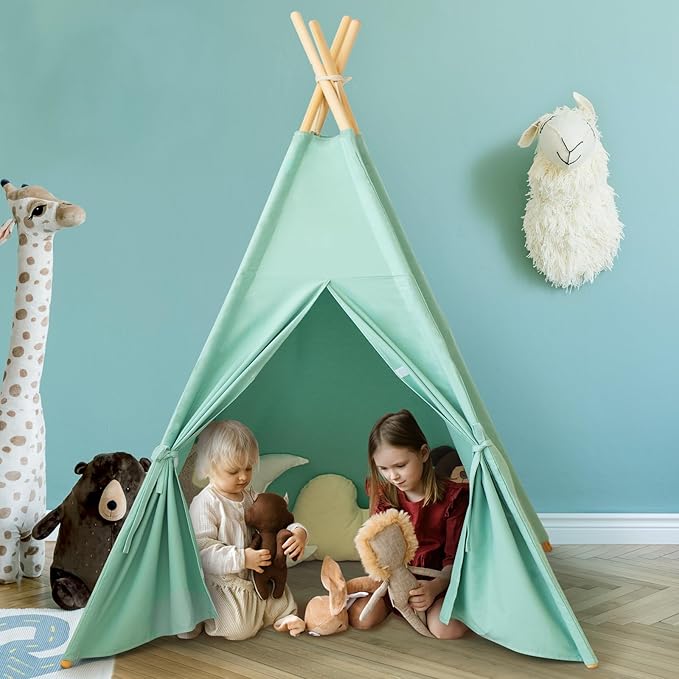 Teepee Tent for Kids-Portable Children Play Tent Indoor Outdoor (Green)
