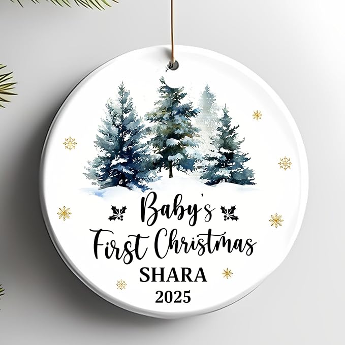 Personalized Baby First Christmas Ornament 2025 - Custom Newborn Keepsake - Sweet Gift for New Parents Mom Dad - Sweet Baby, Boy, Girls, Mom, Dad Holiday Celebration