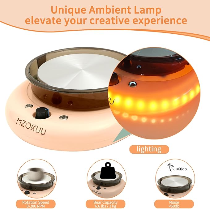 MZOKUU Mini Pottery Wheel Machine for Kids and Beginners, Adjustable Speed, Complete Pottery Kits with Air Dry Clay, Sculpting Tools, Art & Crafts Kits for Home DIY