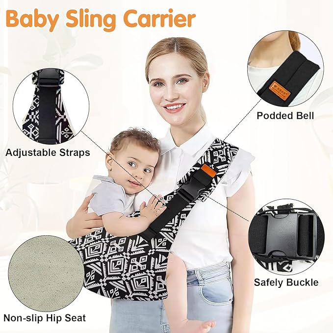 Baby Sling Carrier,Toddler Carrier,Upgraded 2025 Baby Sling with 4 Adjustable Straps(10-30lbs),Lightweight,Portable and One Size Fits All(Star)
