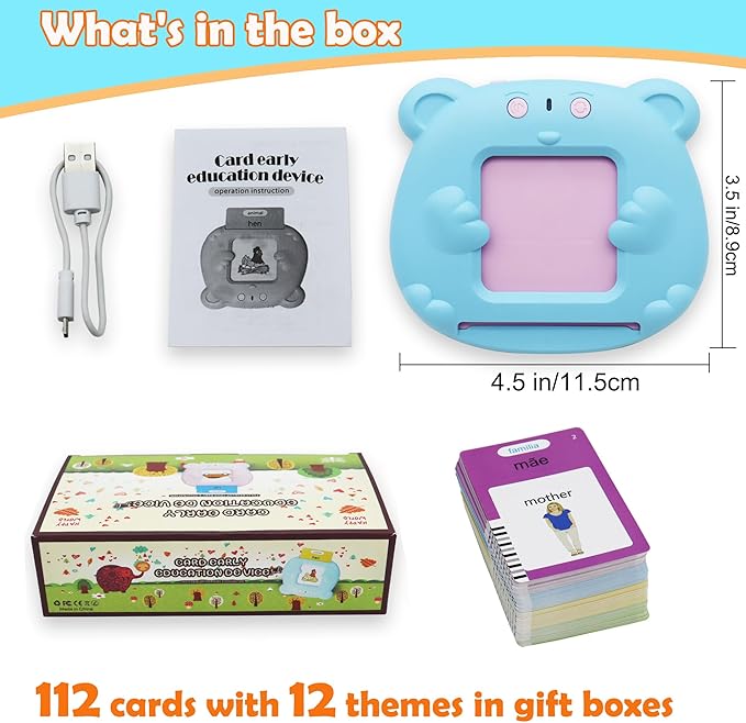 MAYAPHILOS 224 Words Brazil Portuguese and English Talking Flash Cards for Toddlers, Autism Sensory Toys, Portuguese Language Learning Educational Montessori Speech Therapy Toys Gifts for Kids