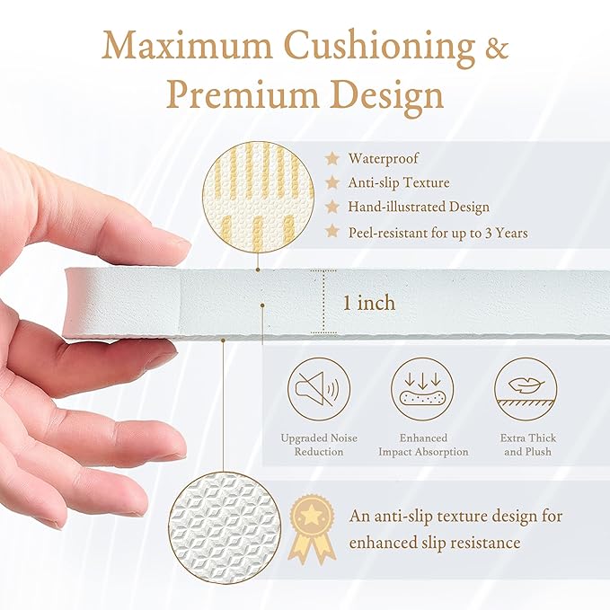 PopsyKosy Super 1 Inch Thick Premium Quality Exercise & Baby Foam Play Mats - Expandable & Large Non-Toxic Odorless Floor Mat - 6 Tiles Spacious 6x4ft - Peel-Resistant - Ecru Linen