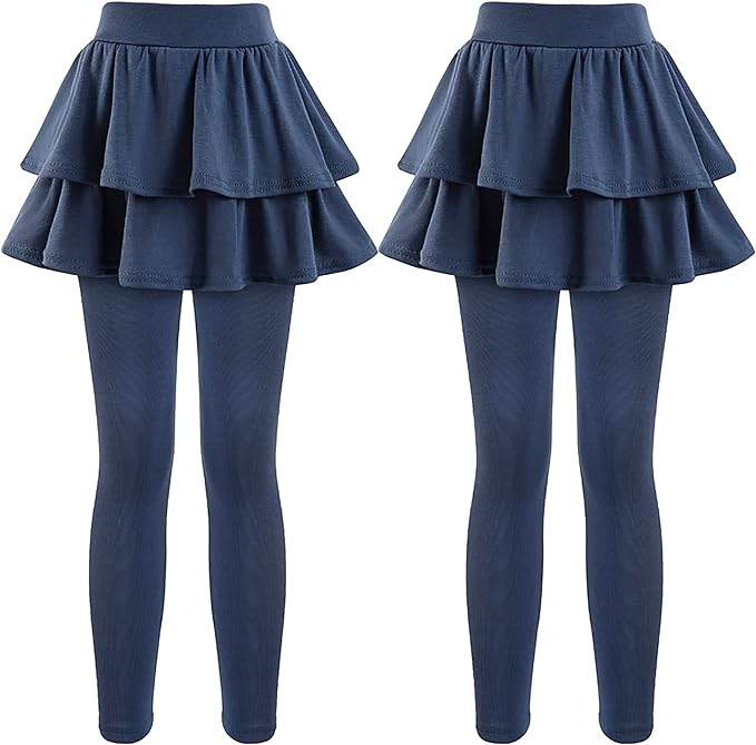 Girls School Uniform Pants Leggings with Skirts Stretch Warm Jegging 4-12 Years