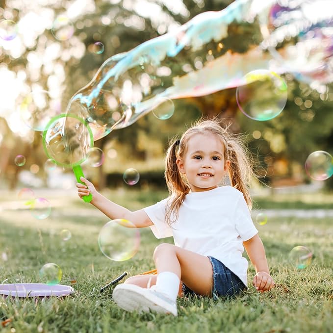 Roberly 25 PCS Big Bubble Wands Set with Tray Solution, Giant Bubbles Wands Toys for Kids Adults Summer Outdoor Activities Birthday Gifts Party Favors