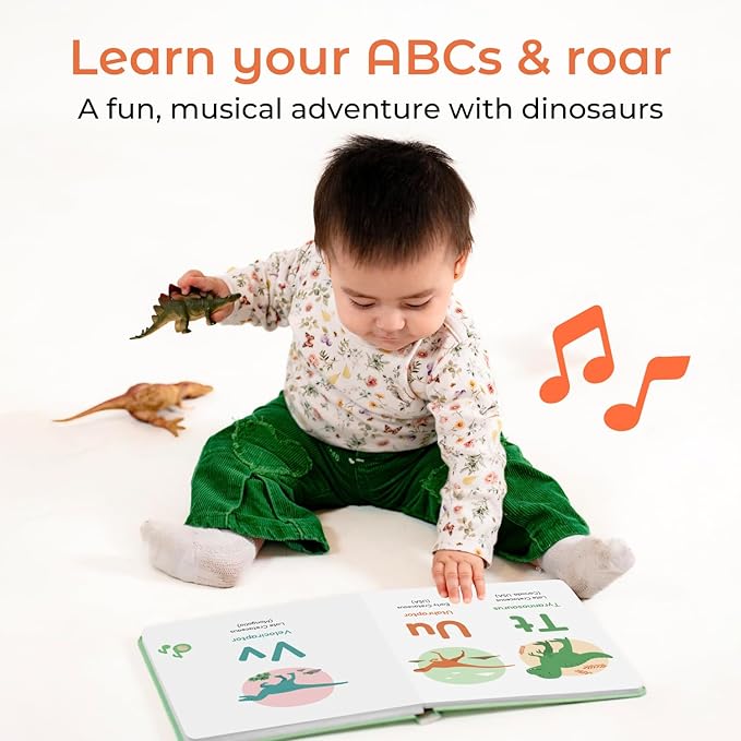 Cali's Books Dinosaur Alphabet Book for Toddlers 1-3 - Learn Dino ABC, Musical Books for Kids, Interactive Talking Baby Toddler Sound Book, Educational Song Learning Toys Singing Music Toy for Babies