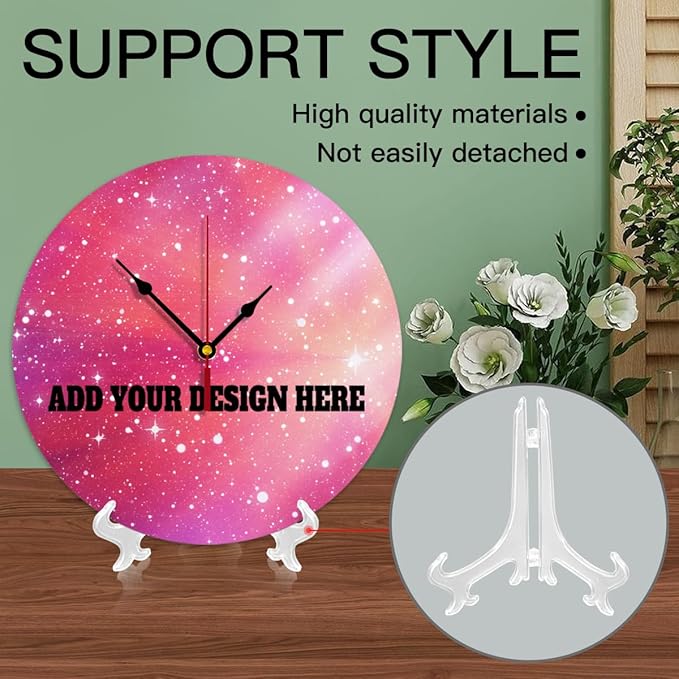Generic Custom Wall Clock Personalized Clocks with Photo Text Logo That PVC Customized Round Silent Clock for Living Room Family Friends Gifts, 12inch-30cm