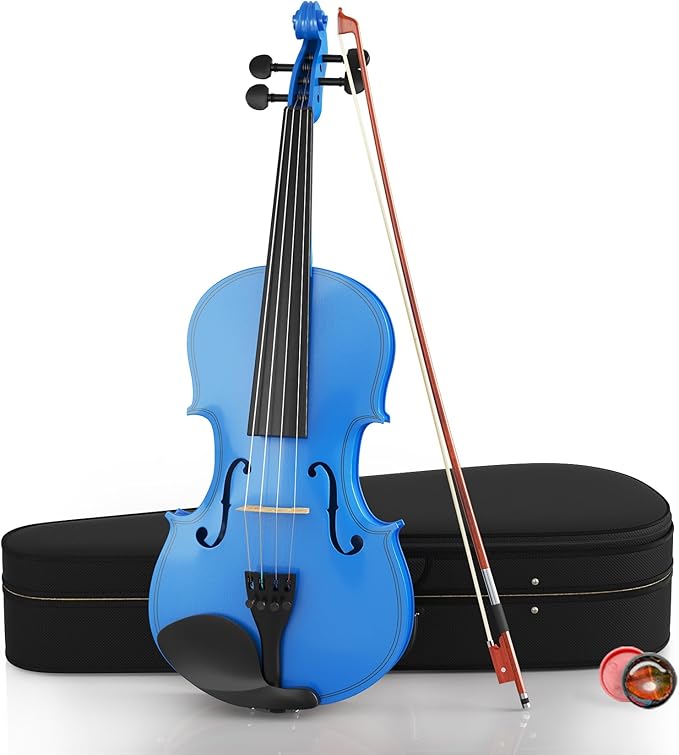 Beginner Violin 4/4, Full Size Violin for Adults, Teens, Student, Acoustic Fiddle Kit with Hard Case, Bow, Rosin, Bridge, Learners Age 12+ (Dark Blue)