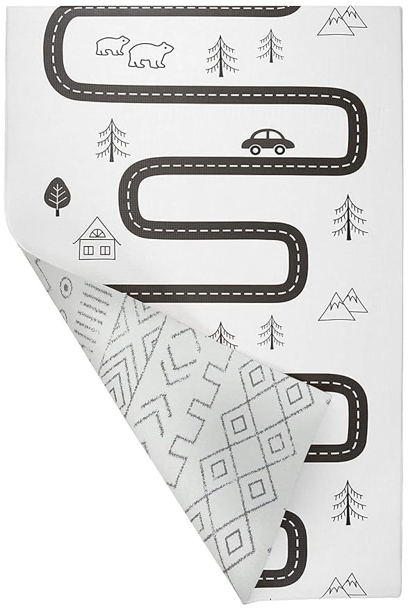 Baby Care Play Mat (Medium, Nordic Trails - Tribal) 73’’ x 49’’ Original One-Piece Reversible Rollable Waterproof Firm PVC Play Mat for Infants, Babies, Toddler, and Kids