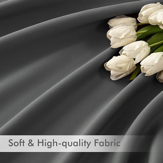 MIULEE Back Tab Grey Blackout Curtains 102 Inch Long 2 Panels Set for Living Room Bedroom, Rod Pocket/Pinch Pleated Thermal Insulated Room Darkening Light Blocking Floor to Ceiling Curtains/Drapes