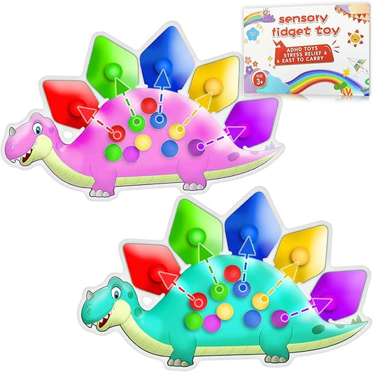 UIIOPJIOM 2PC Dinosaur Color Sorting Sensory Toys, Montessori Toys for Toddler Fine Motor Skill Game Learning Activities Quiet Calm Down Fidgets for Classroom Christmas Stocking Stuffers for Boy Girl