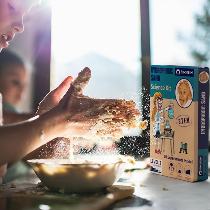 Einstein’s “Hydrophobic Sand Kit for Kids. STEM for Boys & Girls Aged 6 and Above. 10 Exciting Experiments Inside. Detailed Picture Guide Included.
