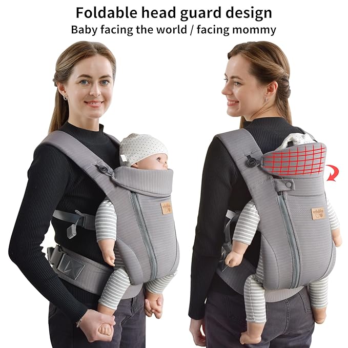 New Upgrade Ergonomic Baby Carrier Newborn Toddler Wrap Carrier,Hands Free Baby Sitting Sling,Breathable,Perfect for Infants/Chest Sling for Babies Shower Gift (Striped Dark Grey, Upgrade-with Belt)