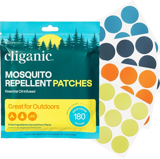 Cliganic Mosquito Repellent Stickers (180 Pack) - Patches for Kids & Adults, Natural DEET-Free, Citronella Essential Oil Infused