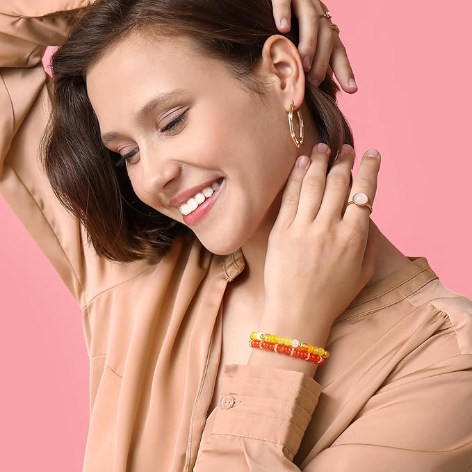 6mm Glass Beads for Bracelets, 2700pcs 70 Colors Crackle Glass Beads for Jewelry Making, Funtopia Round Crystal Beads for DIY Necklace Crafts with Spacer Beads, Solid and Floral Colors