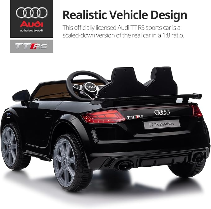 Electric Ride on Car for Kids, Licensed Audi 12V 7Ah Kids Ride-on Toy for Toddlers 3-5 Year Old with Remote, Bluetooth - Black