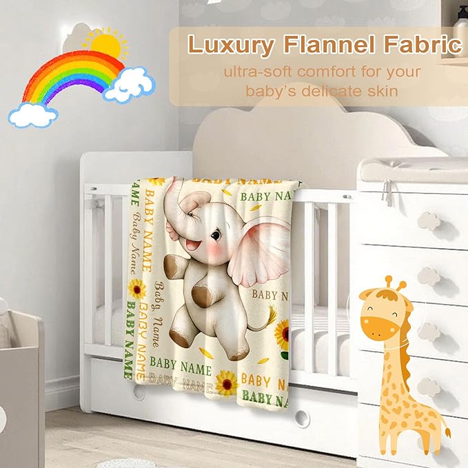 Ship Next Day, Personalized Baby Blanket – Printed in USA, Custom Baby Blanket for Boys & Girls, Baby Blanket with Name, Baby Shower, Easter, Christmas, Birthday Newborn & Toddler Gifts, Baby Gifts