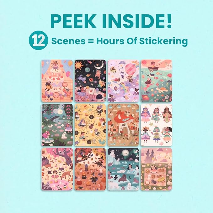 Princess Sticker Book Activity for Kids, World of Princesses by Cupkin, Toddler Airplane Travel Essentials, 500+ Stickers for Kids 12 Scenes + Coloring Book Pages, Girly Kid Gift, Crafts Ages 2-8