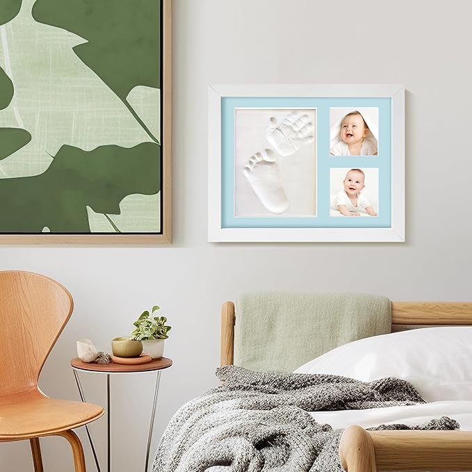 Baby Hand and Footprint Kit,Footprint Kit for Boy or Girl,Keepsake Handprint Kit Newborn Nursery Picture Frame Timeless Gifts for Baby Shower and Registry (white)