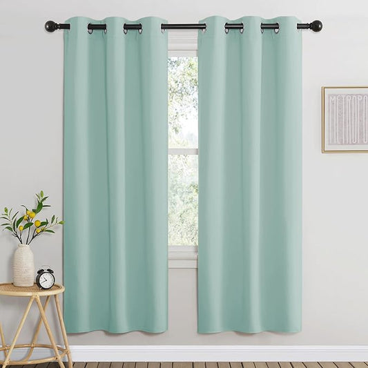 NICETOWN Aqua Blue Bedroom Curtains 72 inches Long, Grommet Blackout Thermal Insulated Window Treatment Room Darkening for Bedroom/Home Office, 2 Panels, W37 x L72