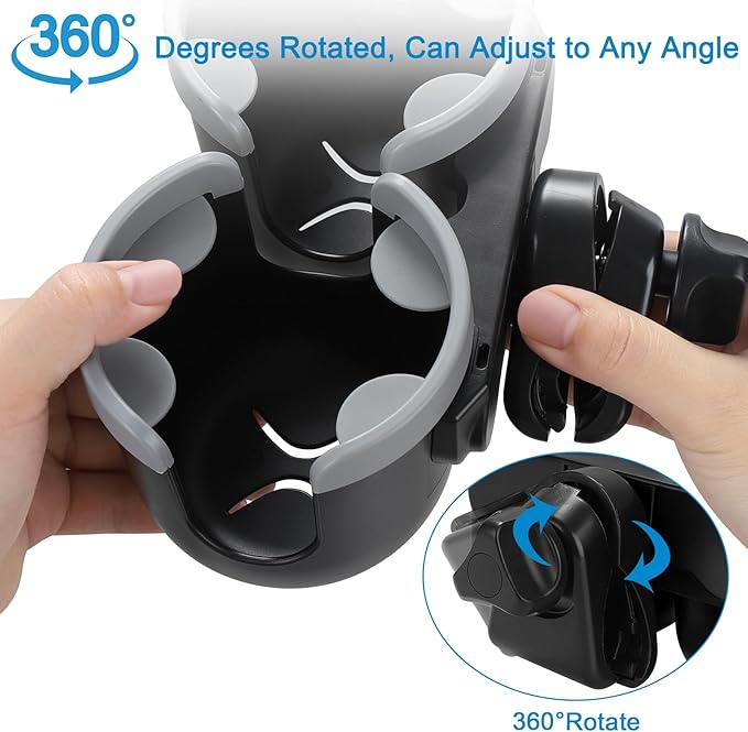 Accmor Stroller Cup Holder with Phone Holder, Bike Cup Holder, Universal Cup Holder for Uppababy Nuna Doona Strollers, 2-in-1 Cup Phone Holder for Stroller, Bike, Wheelchair, Walker, Scooter