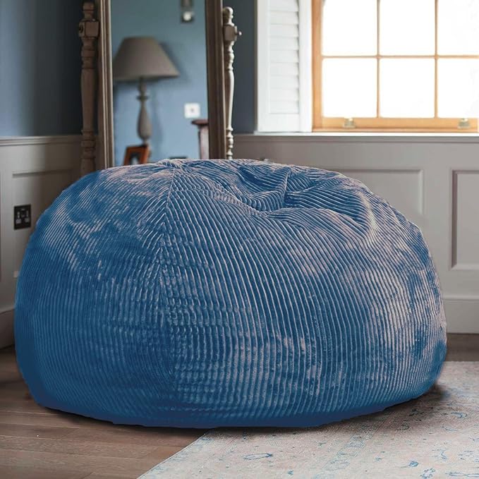 Classic Bean Bag Chair, with Faux Rabbit Fur Cover for Teens and Kids, Memory Foam Bean Bag Chairs, Ultra Soft Faux Fur Fabric, 2.5 feet Round Fluffy Bean Bag Sofa