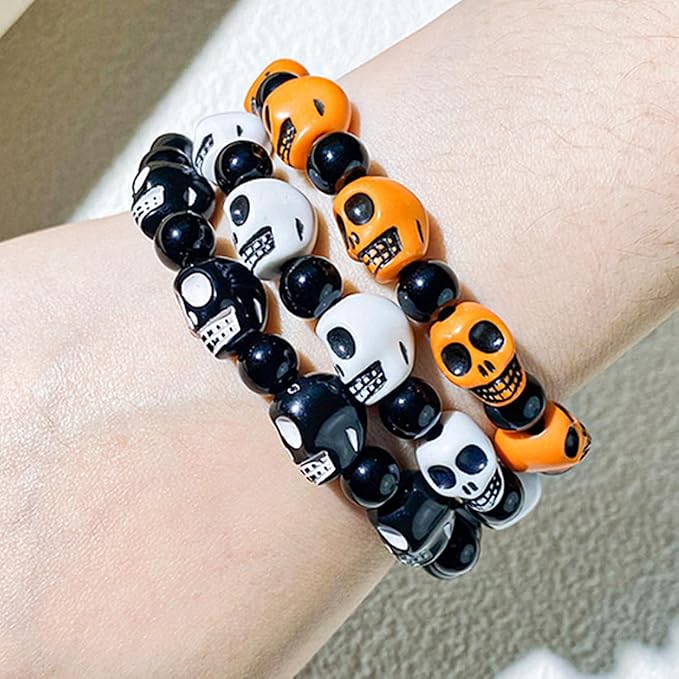 2088pcs Halloween Polymer Clay Beads Bracelet Making kit, 24 Style Cute Fun Beads Skull Pumpkin Beads Charms for Jewelry Necklace Earring Making DIY Accessories for Women Girls
